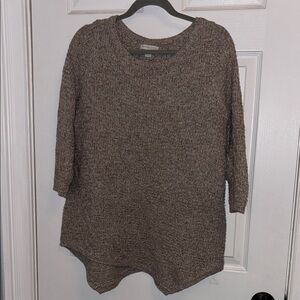 New York & Company Brown Crew Neck Sweater Relaxed Fit